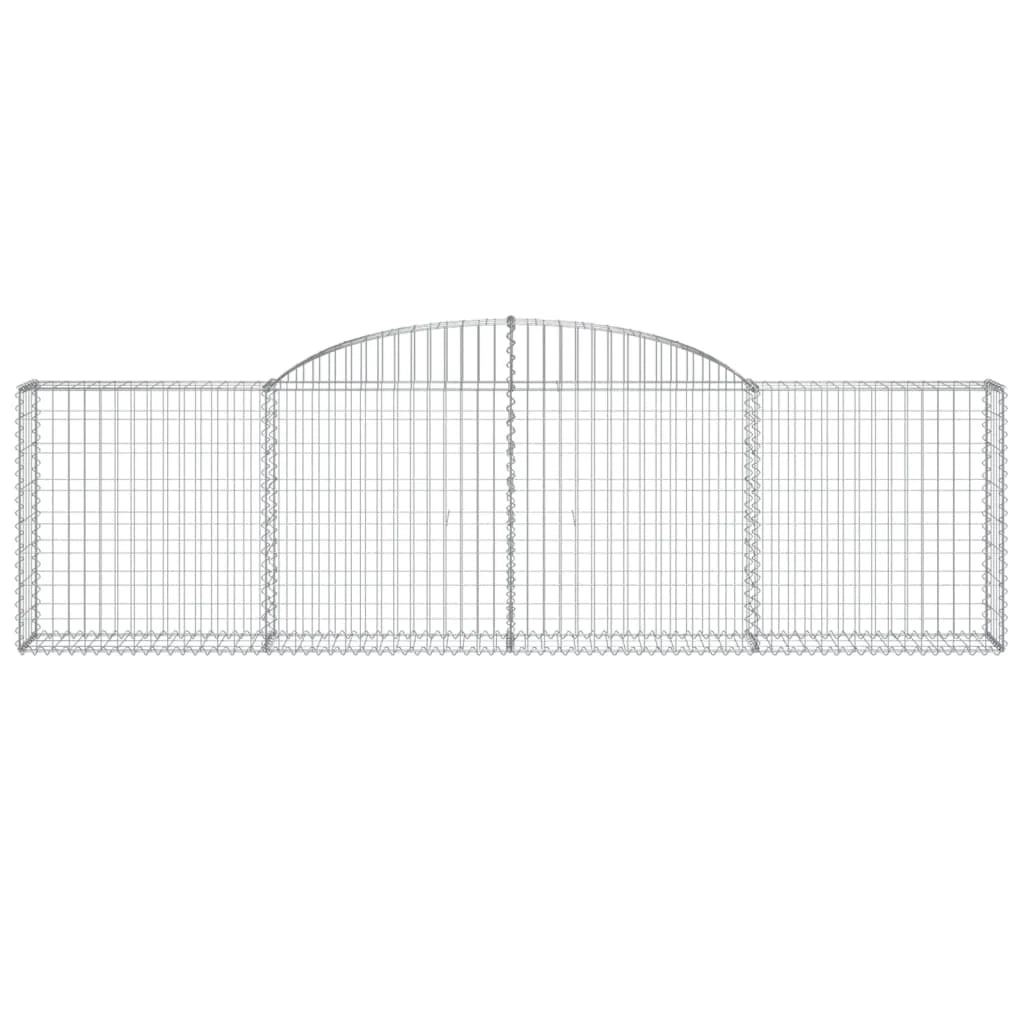 Cestini gabbioni recinzione a gabbia muro di contenimento ad arco 15 pezzi 300 x 30 x 80/100 cm ferro zincato argento 02_0040433