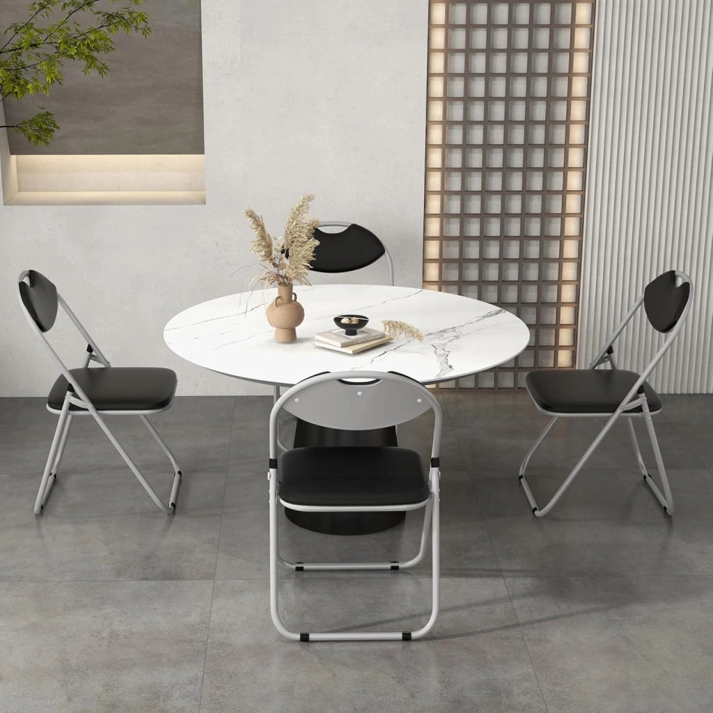 Set Sedia Pieghevole Imbottita 6 Pezzi, Sedie Pieghevoli Salvaspazio in Metallo con Piedini Antiscivolo, Sgabello Pieghevole Multiuso per Salotto Cucina Ufficio, Nero