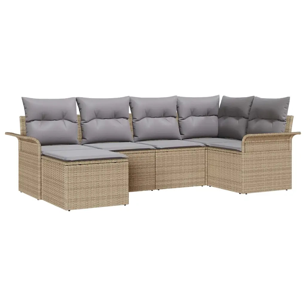 Set Divano da Giardino con archiviazione 6 pcs Beige polyrattan