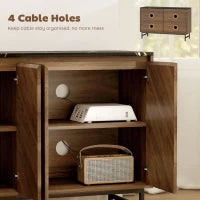 Mobile TV con 4 ante, piano effetto marmo, mensole regolabili, 120x39x76cm, Nocciola