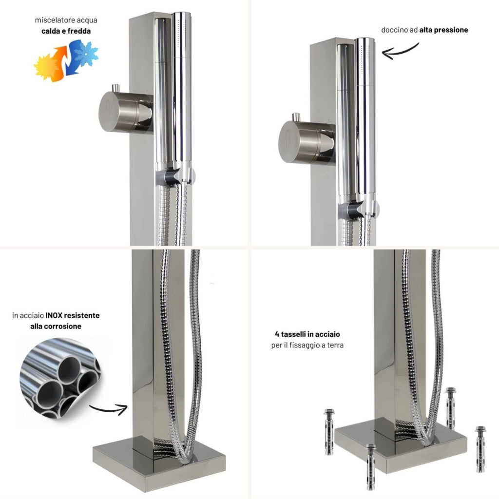 Fontana da giardino a colonna esterno salice acciaio inox con miscelatore 100 cm *** confezione 1