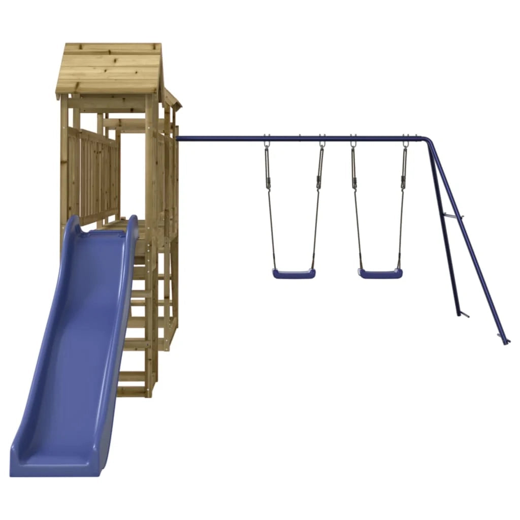 Altalene per parco giochi all'aperto scivolo altalene robuste giochi da giardino 313 x 525 x 214 cm legno di pino impregnato 02_0004655
