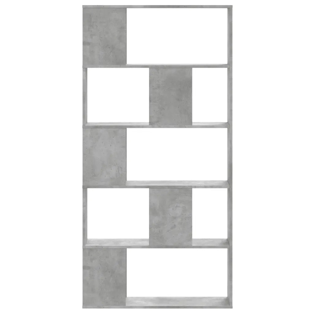 vidaXL Libreria 5 Ripiani Grigio Cemento 80,5x23,5x162,5cm Multistrato
