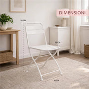 SET 2 SEDIE BRISTOL PIEGHEVOLE IN FERRO BIANCA  42 X 50 X 88 H