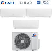 Climatizzatore Condizionatore Gree Trial Split Inverter serie PULAR 9+18+18 con GWHD(42)NK6LO R-32 Wi-Fi Integrato 9000+18000+18000 btu