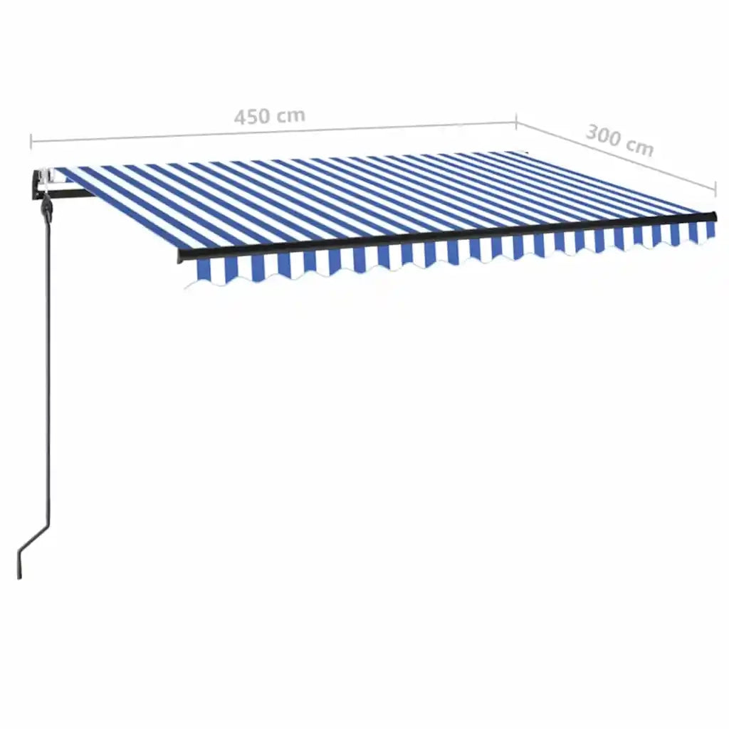 Tenda Automatica con Sensore Vento e LED 450x300 cm Blu Bianca 3069131