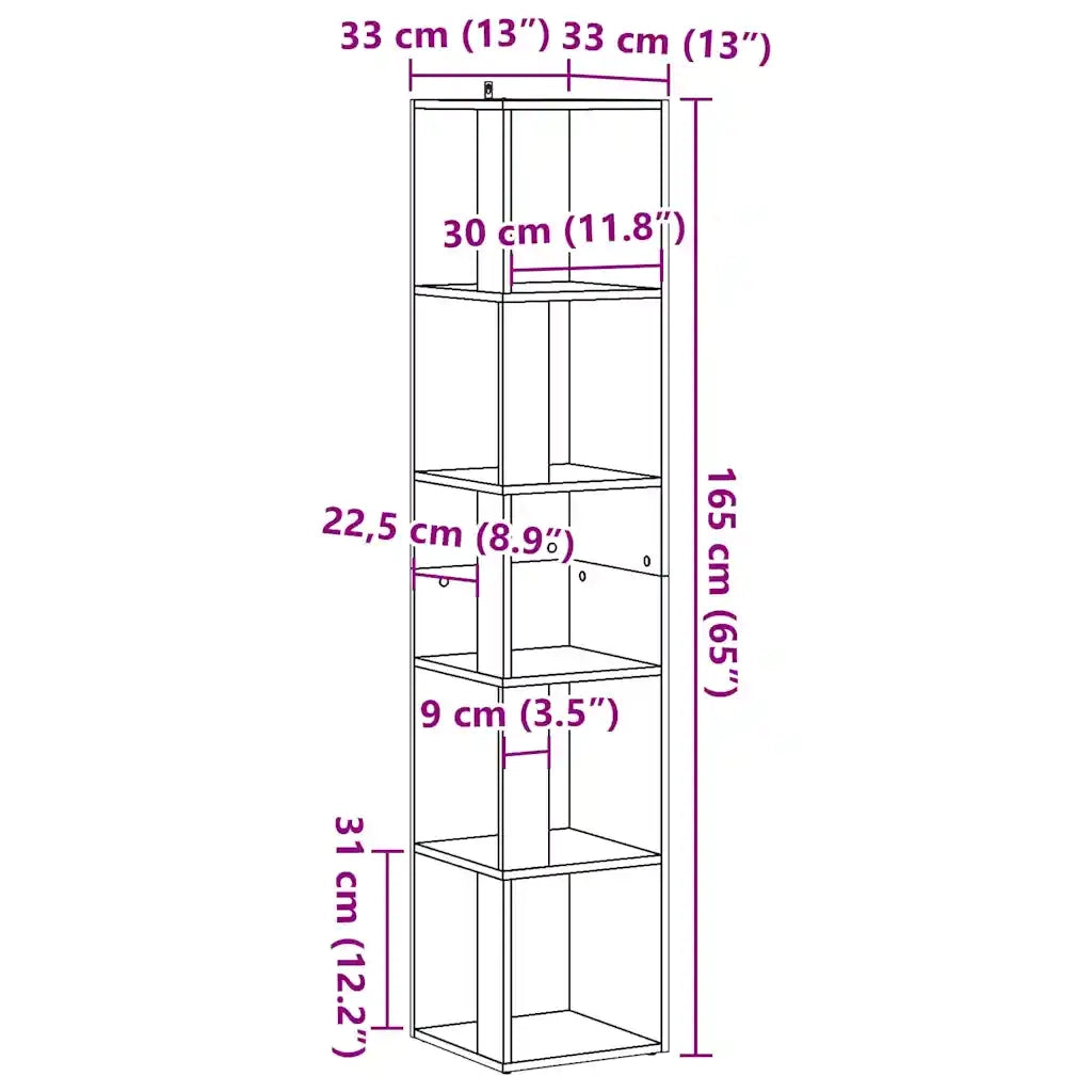 vidaXL Mobile Angolare Legno Antico 33x33x165 cm in Truciolato