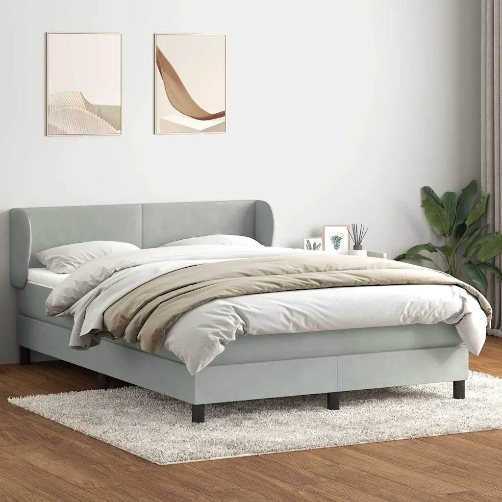 vidaXL Giroletto a Molle con Materasso Grigio Chiaro 160x220cm Velluto