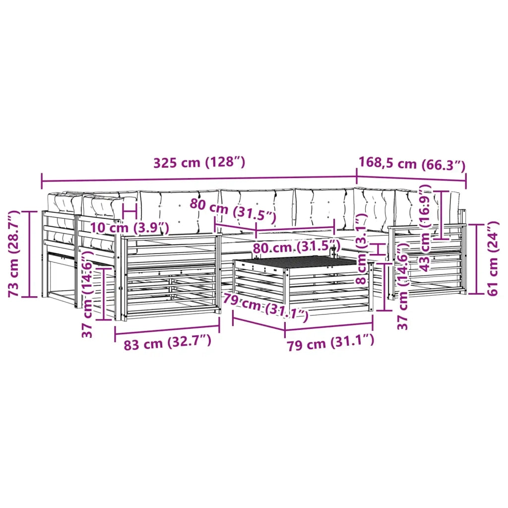 Set di divani da esterno 7 pz Bianco e Antracite Poliestere 3390137