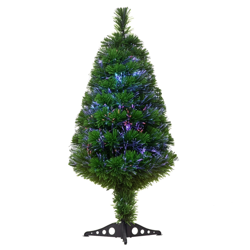 Albero di Natale Artificiale 90 cm Fibra Ottica 4 Colori con Base ?48x90cm Verde ¨C zephmum ¨C Verde