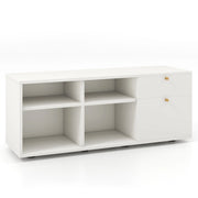 Armadio portaoggetti con 2 cassetti 4 cubi e piedini regolabili, Mobiletto espositore da pavimento per casa Bianco-Credenze buffet