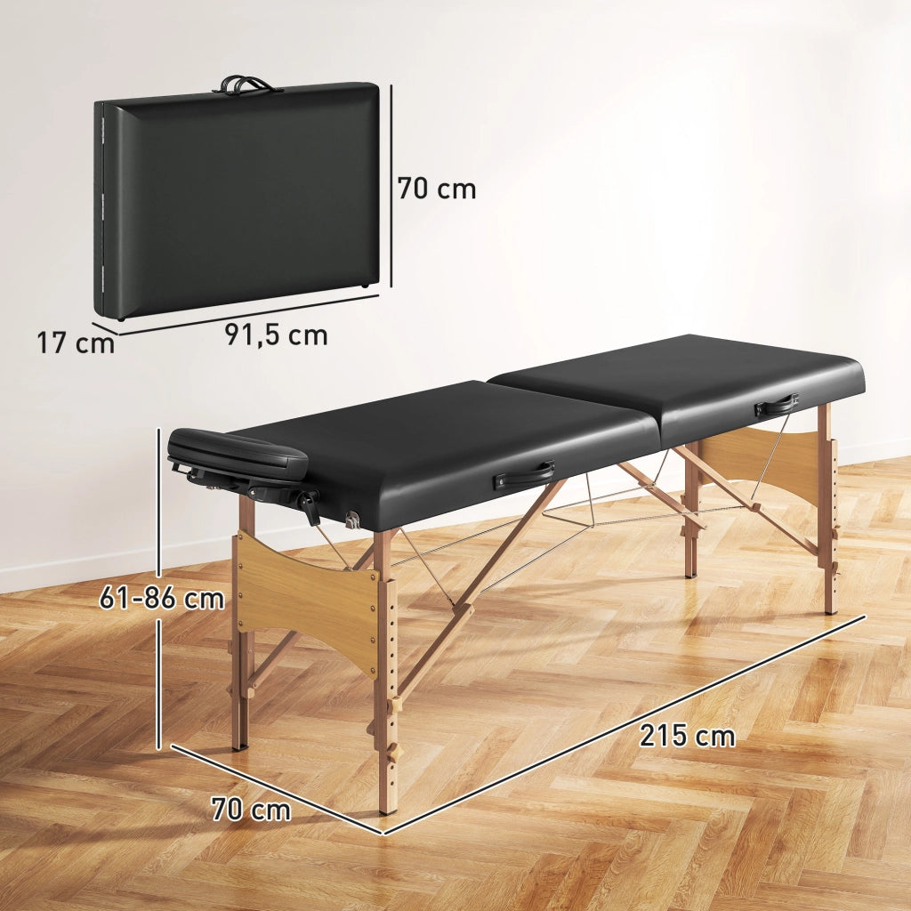 Lettino da massaggio pieghevole ¨C Xylo ¨C struttura in legno regolabile, nero