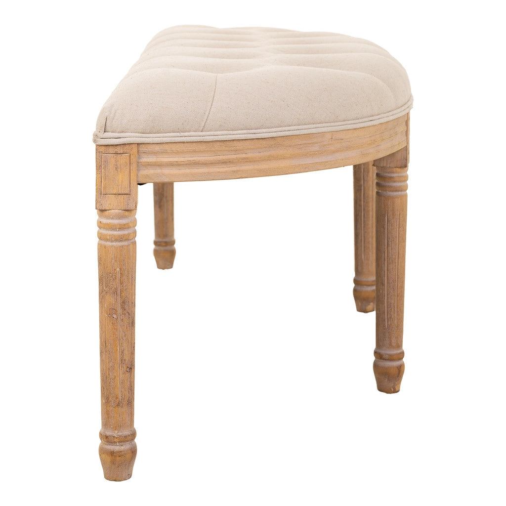 Sgabello antico in legno color panna 125x45x48h