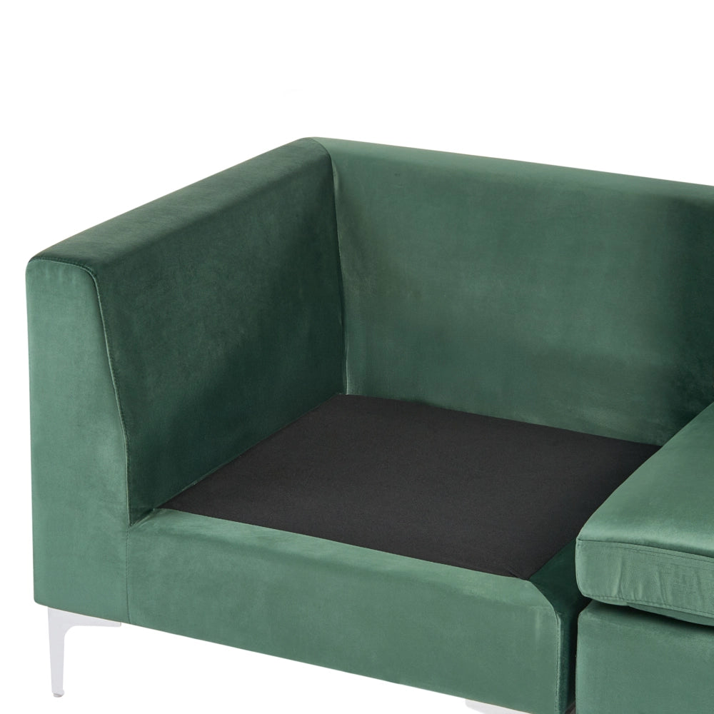 Divano componibile in velluto grigio a 2 posti con gambe in metallo verde Stile glamour