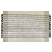 Tappeto beige e nero lana cotone 140 x 200 cm intrecciato a mano rettangolare con frange