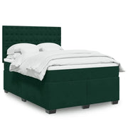 vidaXL Giroletto a Molle con Materasso Verde Scuro 140x200 cm Velluto