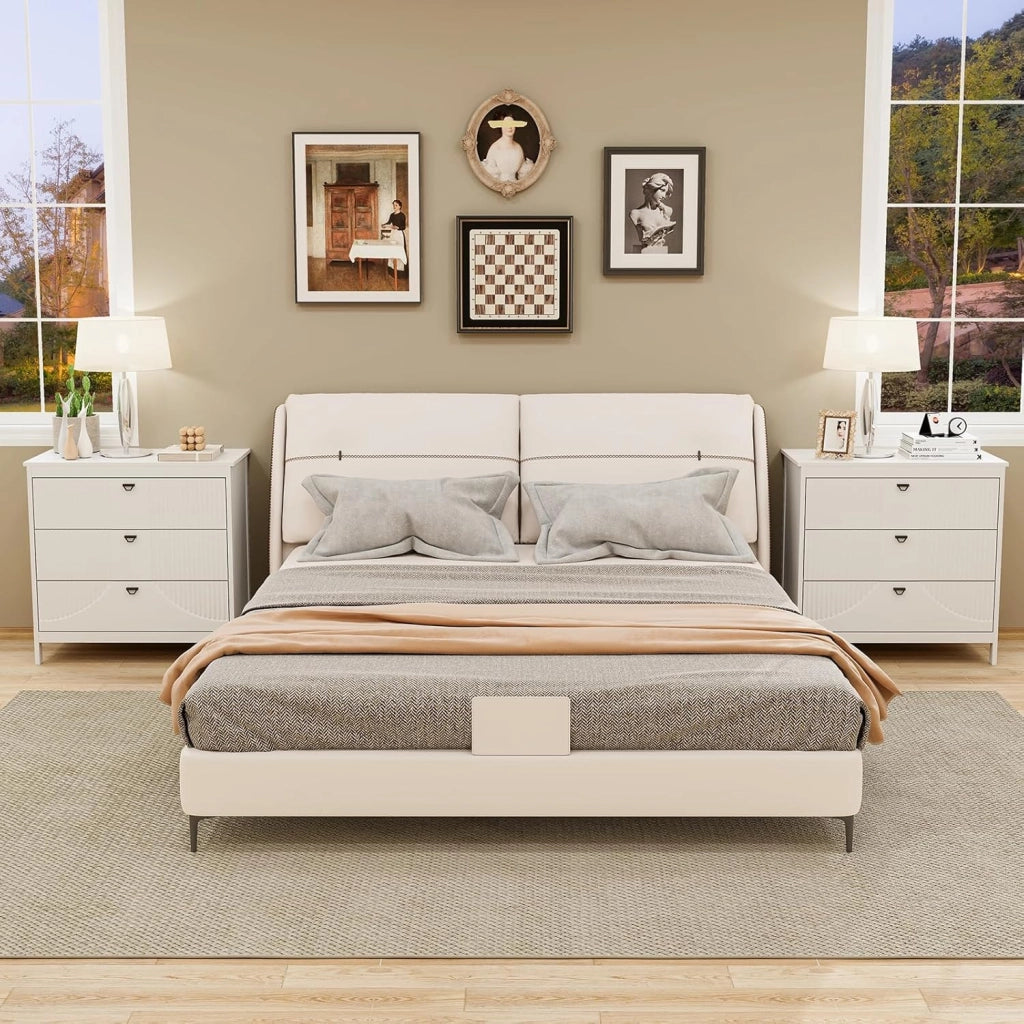 Comò Camera da Letto in Legno, Cassettiera a 3 Cassetti Moderno, Mobiletto Cucina con Maniglie e Kit Antiribaltamento, Comodino per Soggiorno, Cameretta, Studio, 80 x 40 x 79 cm, Bianco
