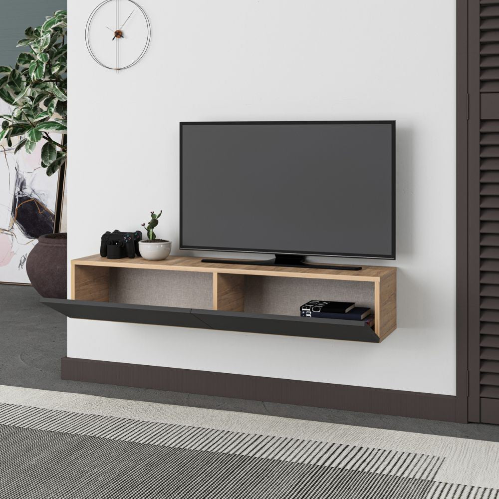 Mobile TV Sospeso 135x31,7x25 cm in MDF Francy Rovere Antracite
