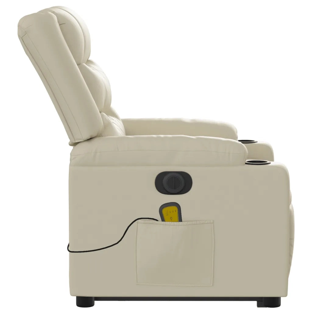 Poltrona Alzapersona Elettrica Reclinabile Crema in Similpelle