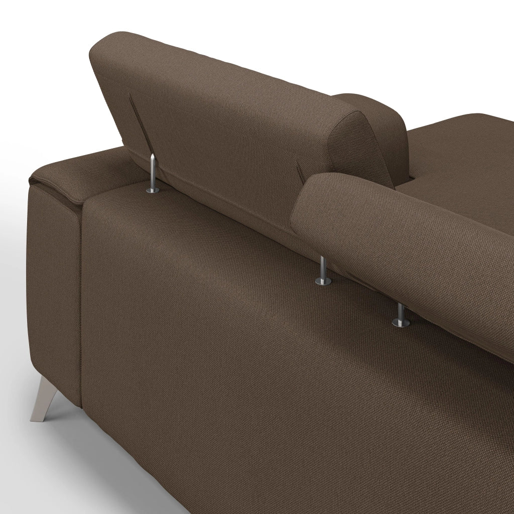 Fusion Divano angolare con sedute scorrevoli in tessuto morbido smacchiabile T05 260 cm Destro marrone