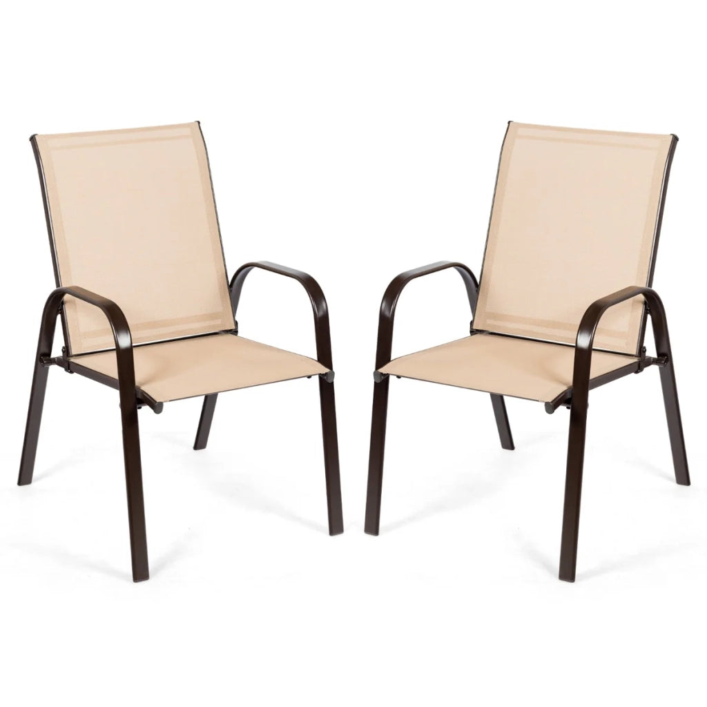 Set di 2 sedie da giardino 56 x 72 x 90 cm comode robuste braccioli curvi stile contemporaneo metallo marrone 20_0011298
