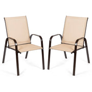 Set di 2 sedie da giardino 56 x 72 x 90 cm comode robuste braccioli curvi stile contemporaneo metallo marrone 20_0011298