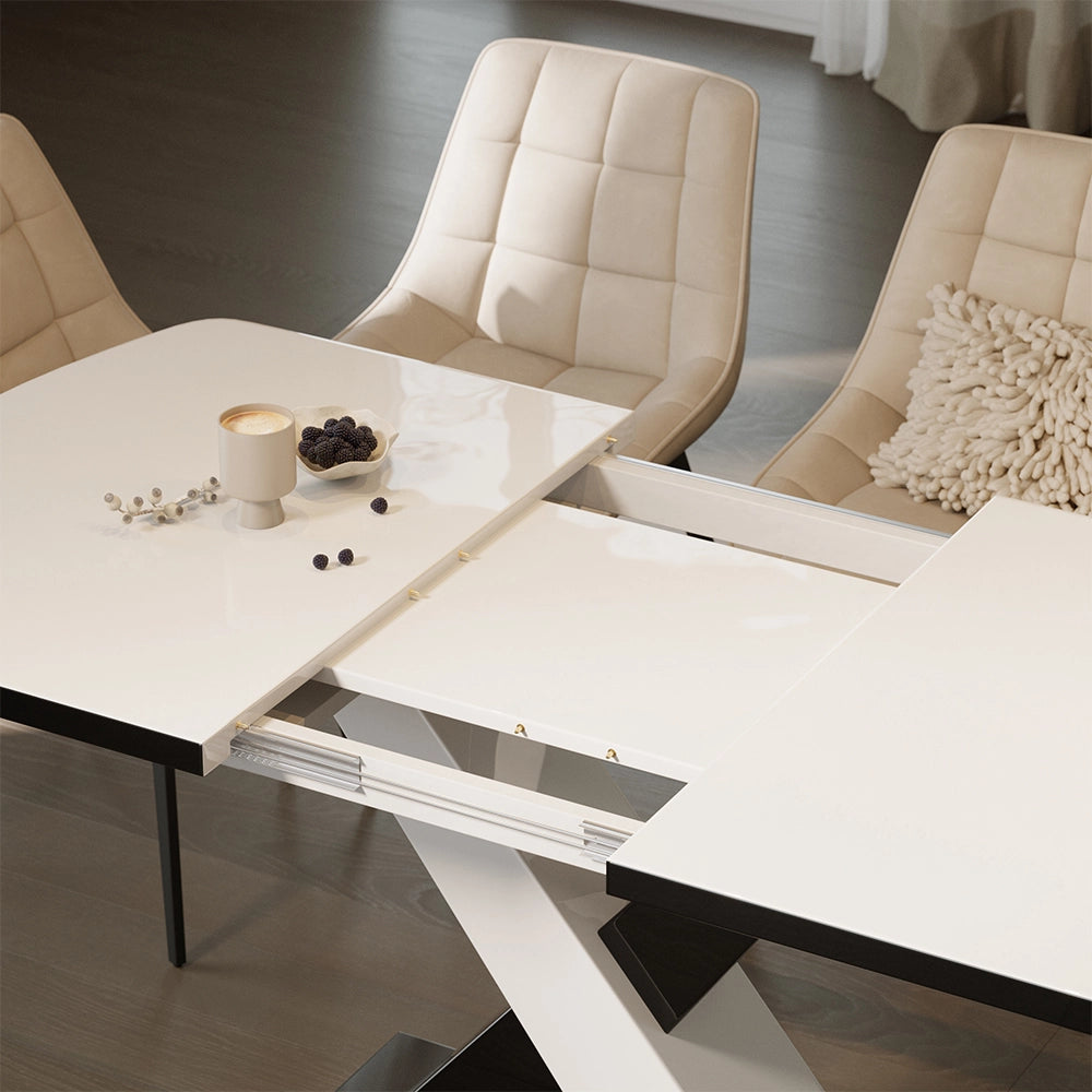 Tavolo da pranzo Chinto Nero/Bianco 120 x 80 cm Estensibile Vicco