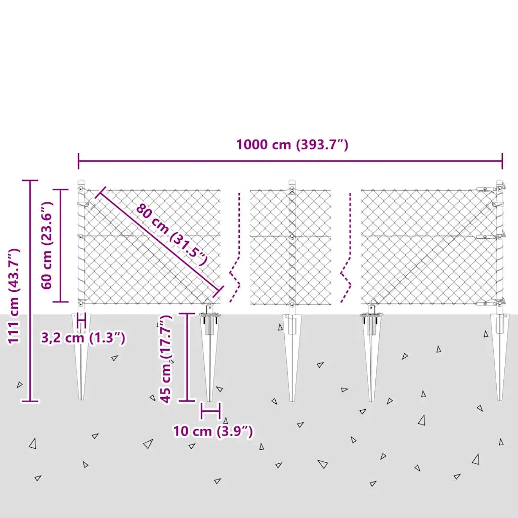 Palo della recinzione Argento 10 x 0,6 m (maglia 60 x 60 mm) 3351211