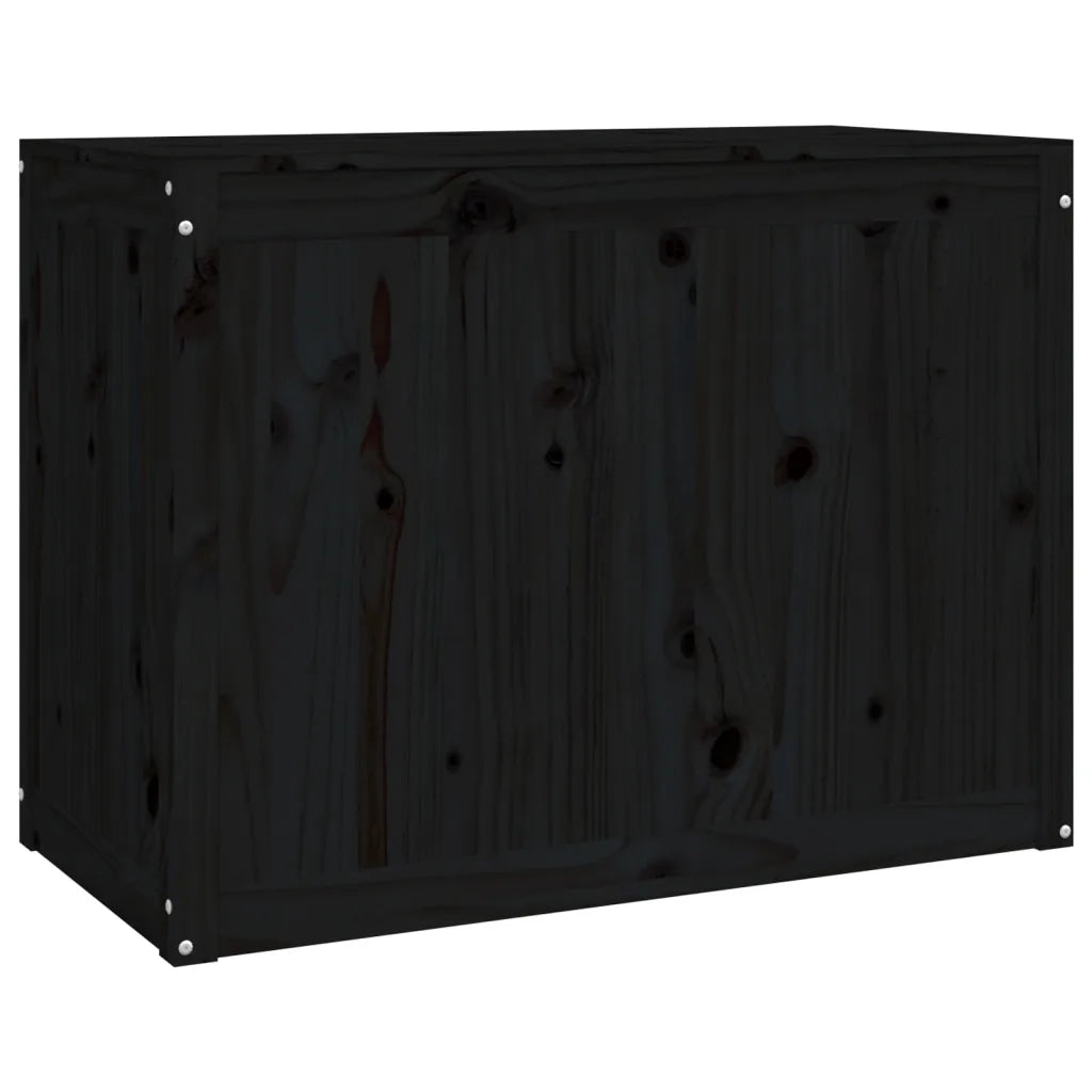 Contenitore per Bucato Nero 88,5x44x66 cm Legno Massello Pino 823573
