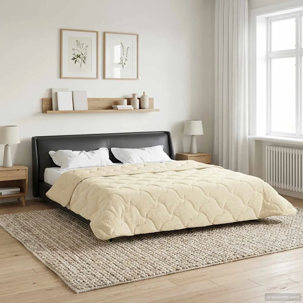 Duvet Invernale Crema 220 x 260 cm Microfibra e Fleece Teddy 42026371