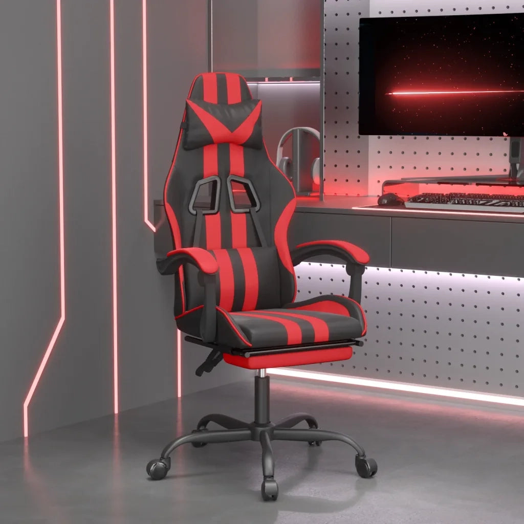 Sedia da Gaming con Poggiapiedi Nero e Rosso in Similpelle 3143831