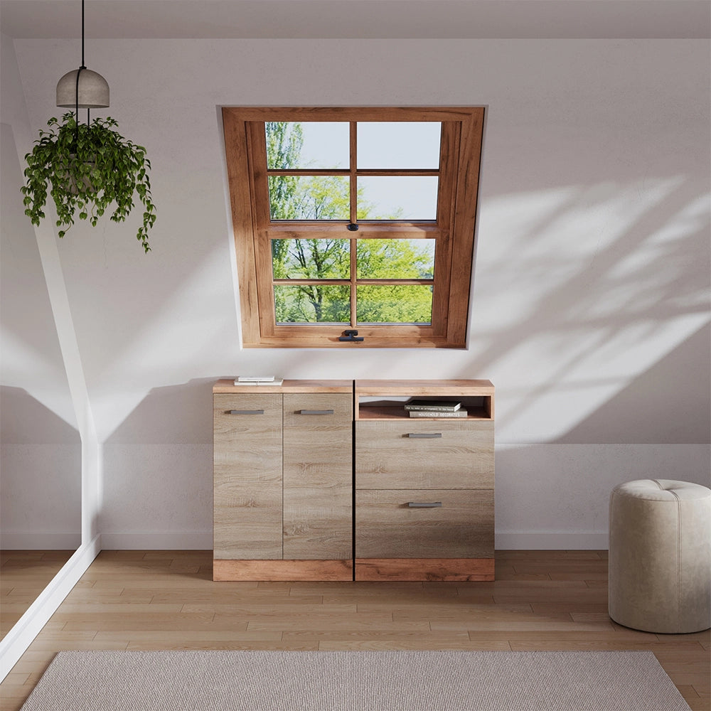 Set di mobili sottotetto Rion Sonoma/Rovere dorato 120 cm Set di 2 carcasse armadio profondità 60 cm Vicco
