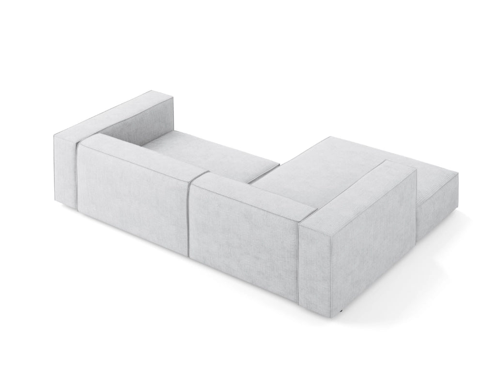 Cosmopolitan Design - Divano angolare sinistro "Arendal" 3 posti in ciniglia con effetto a coste grigio chiaro 
