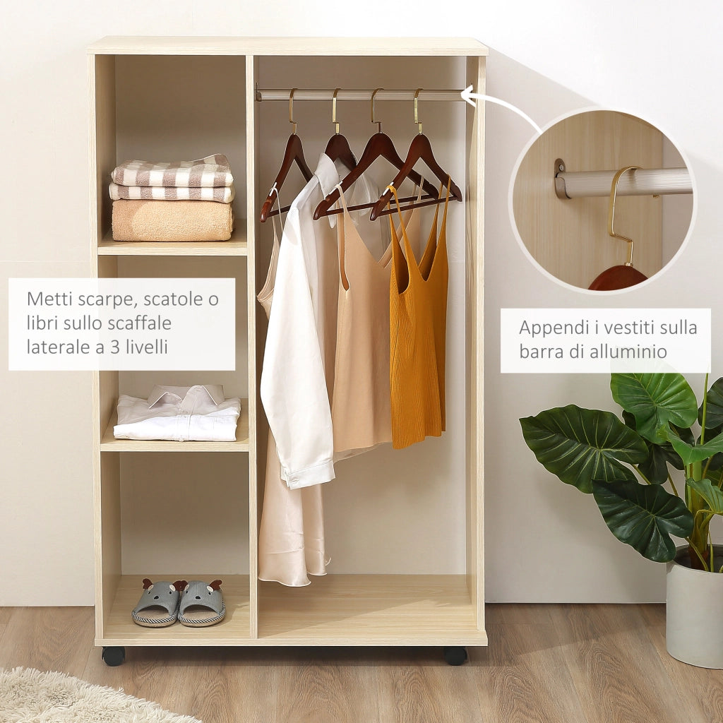 Appendiabiti con 3 Ripiani e Attaccapanni ¨C zephmum ¨C 80x40x128 cm, Beige