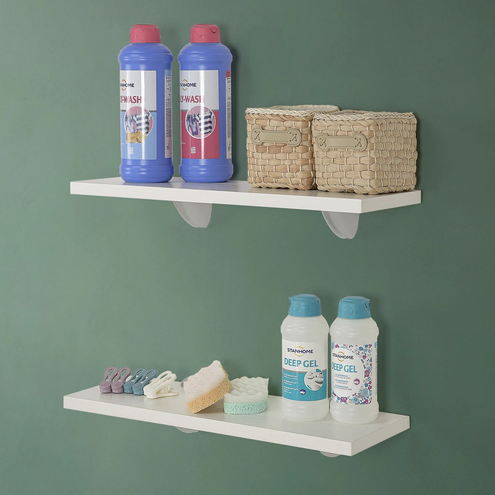 Coppia mensole 60x23 cm salvaspazio in legno bianco linea Pilar