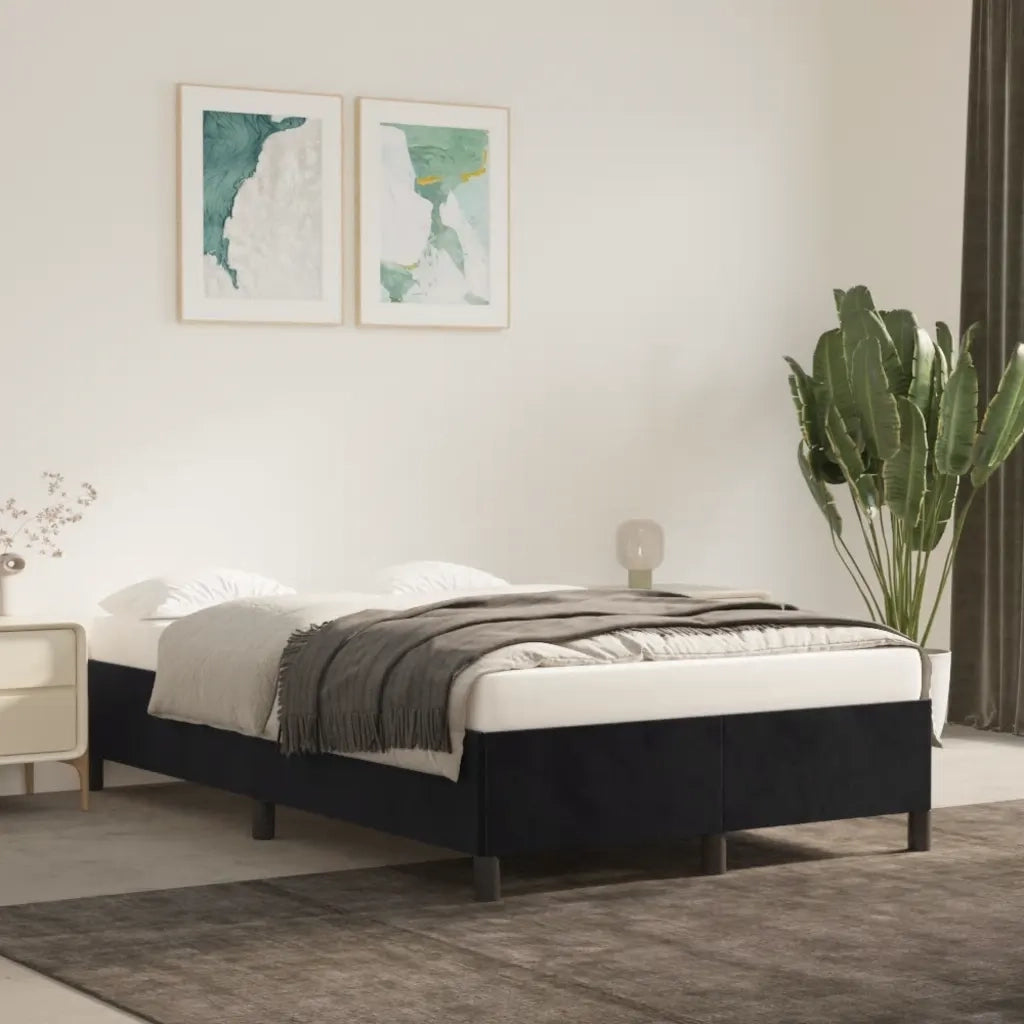 Letto matrimoniale | Letto per adulti | Giroletto senza Materasso Nero 120x200 cm Velluto