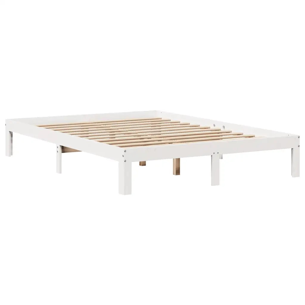 Giroletto con Cassetti Bianco 140x200 cm Legno Massello di Pino