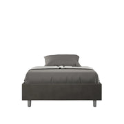 BS COM Letto una piazza e mezza con rete imbottito 110x190 microfibra grigio