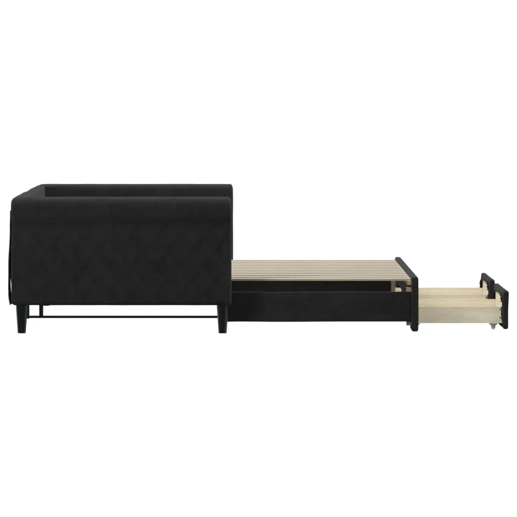 Divano Letto Estraibile con Cassetti Nero 100x200 cm in Velluto 3197830
