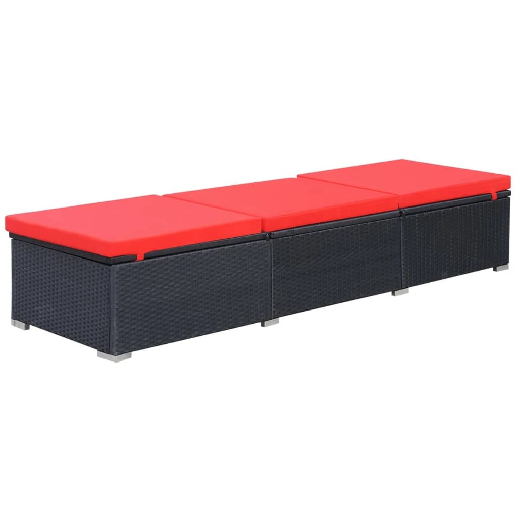 Lettino prendisole sedia a sdraio lettino prendisole letto da giardino mobili da esterno per patio con cuscino resina intrecciata nera 02_0012521