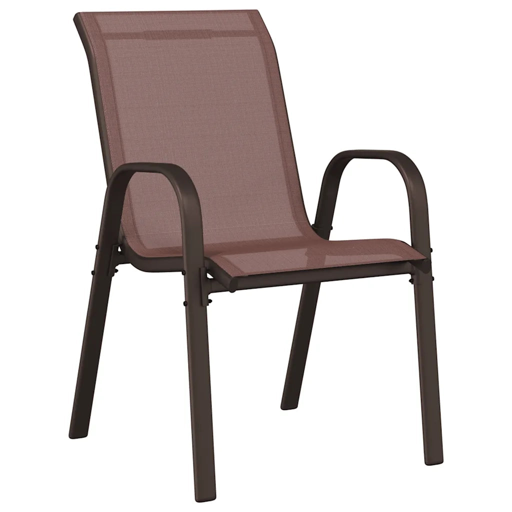 Sedie da Giardino Impilabili 2 pz in Tessuto Textilene Marrone 318779