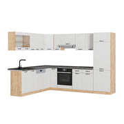 Cucina angolare completa R-Line Bianco rustico/Rovere dorato 287 x 227 cm, PL Antracite Vicco
