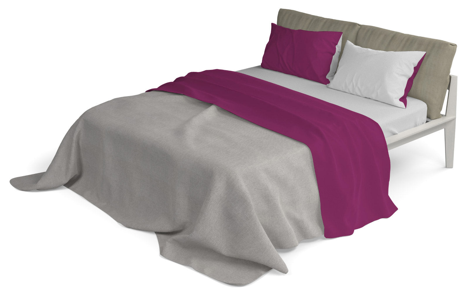 Set Lenzuola Sopra Sotto e Federe Doubleface Fuxia/Grigio Chiaro Singolo