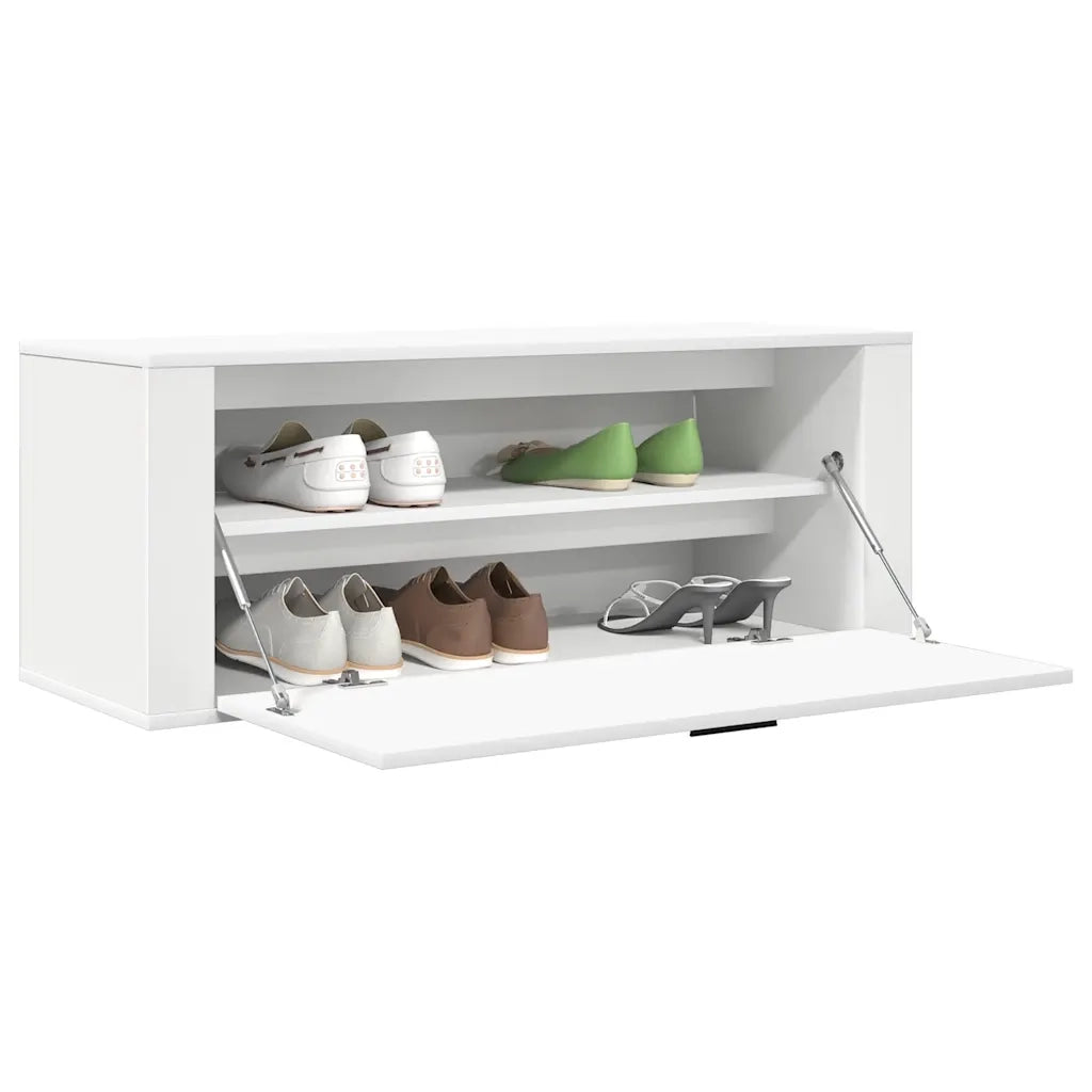 Scarpiera a Muro Bianca 100x35x38 cm in Legno Multistrato 821020
