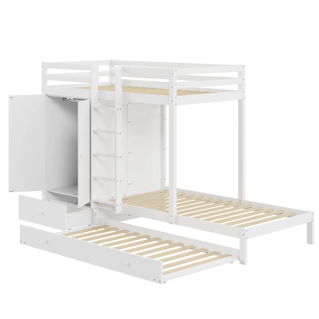 LETTO A CASTELLO con letto estraibile 90x200 cm legno bianco
