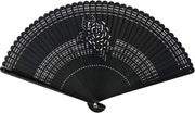 Ventilatori a Mano Pieghevoli - Uomo Donna Disegno Peonia a Cavitazione - Nero - 18 cm