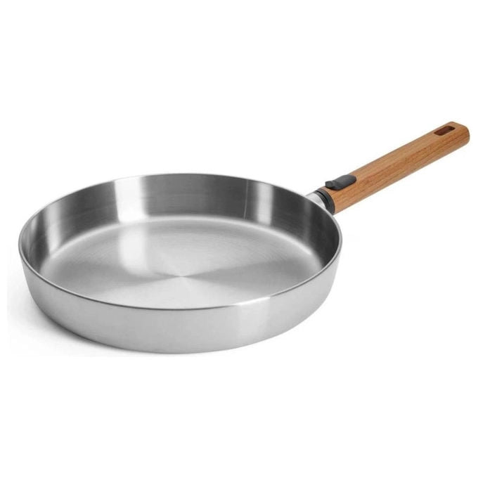 Woll 1528LCS Logic Steel Padella piatta 28 cm 5 strati acciaio inox manico rimovibile induzione colore Acciaio