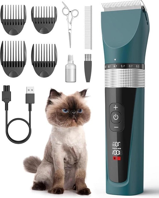 Tagliacapelli per pelo di gatto - 5 velocità, rasoi silenzioso senza fili per capelli lunghi - Impermeabile IPX6 - Adatto per cani, gatti e altri animali domestici