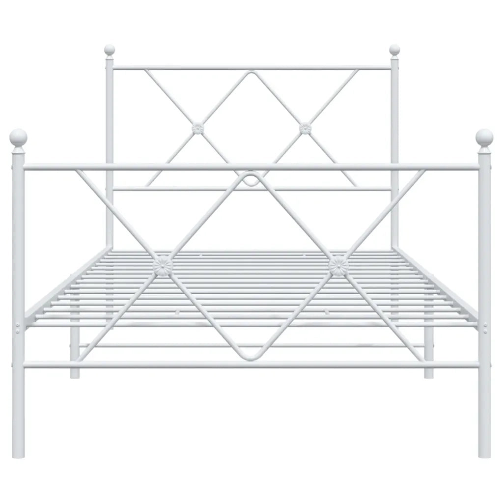 Giroletto con Testiera e Pediera Metallo Bianco 90x190 cm