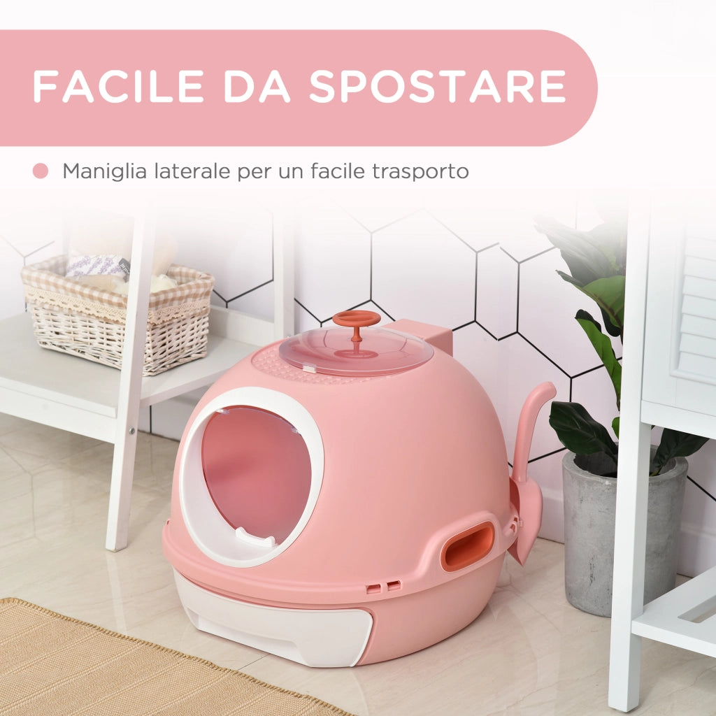 Lettiera per Gatti Chiusa con Vassoio Estraibile e 2 Ingressi ¨C Zephmum ¨C 47x55x44 cm, Rosa